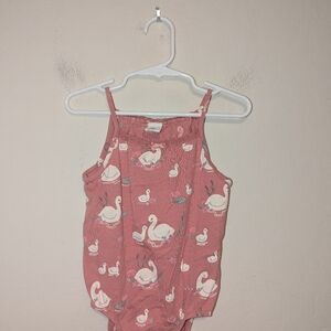 H&M pink swan tank top onesie size 18 months
